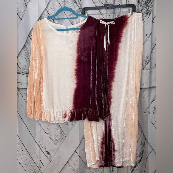 Chaser Tie Dye Crushed Velvet 2 Pieces Pants Set L - Picture 1 of 10